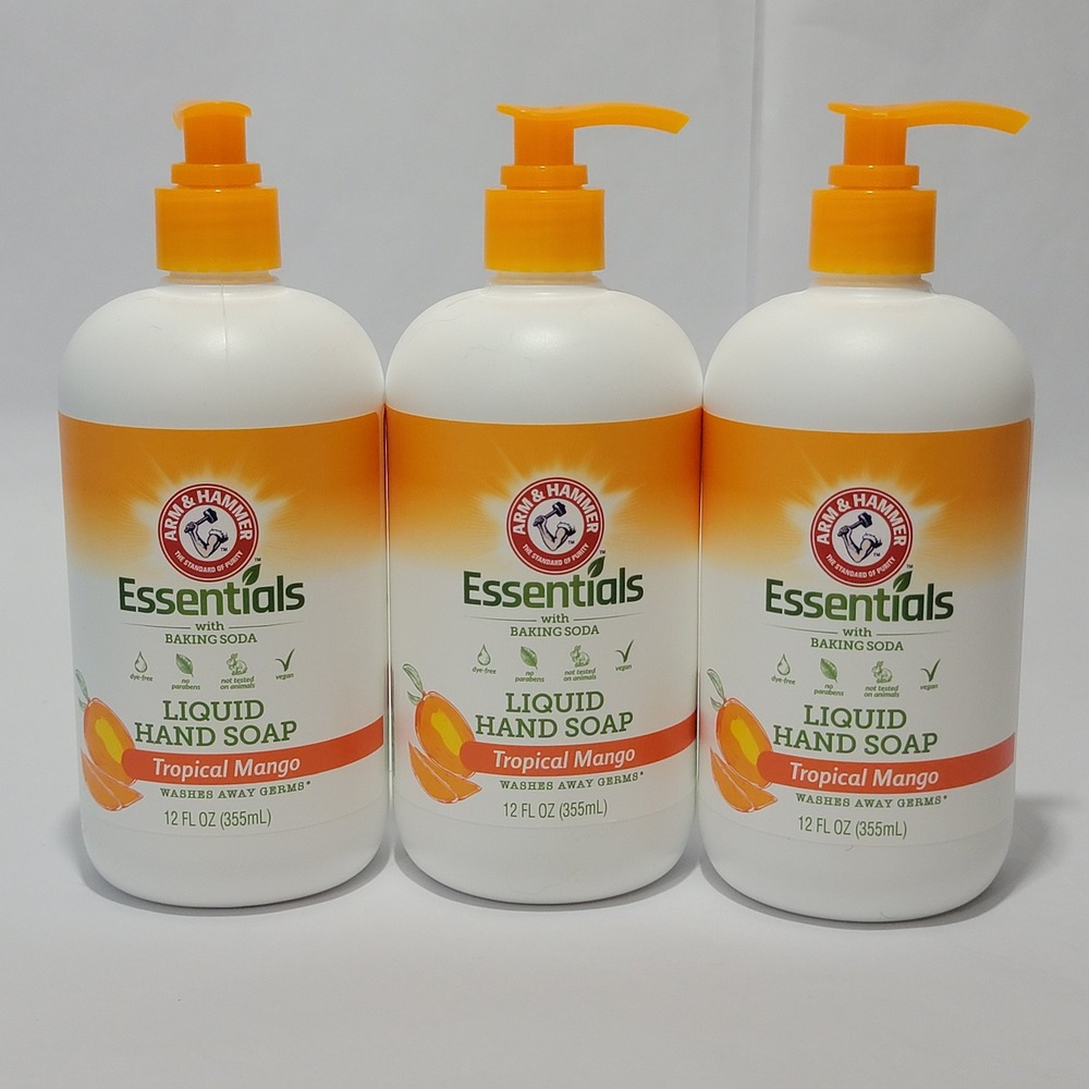 3pk Arm & Hammer Essentials Liquid Hand Soap Tropical Mango Baking Soda Vegan